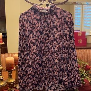 Vince Micro Painted Floral Silk Blouse